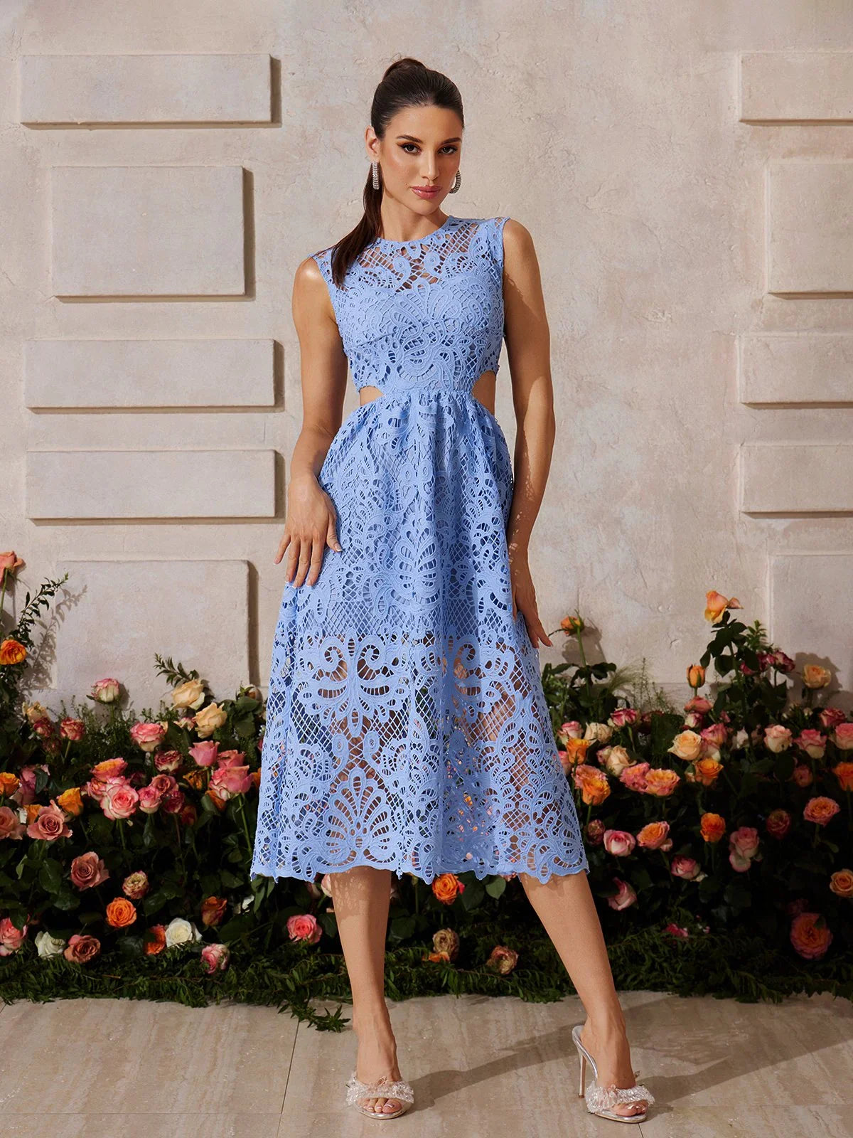 Celeste Cutout Lace Midi Dress