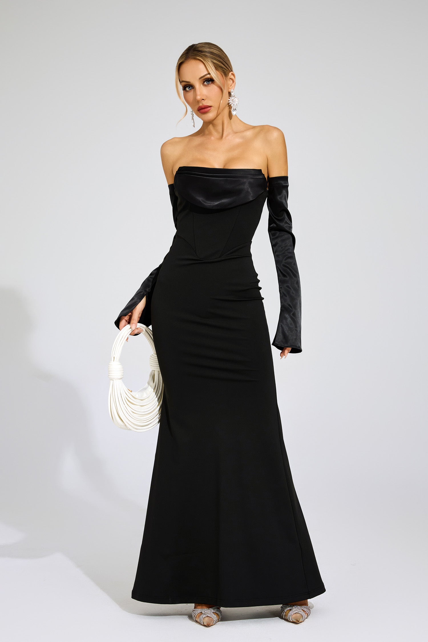 Vivienne Off Shoulder Satin Gown