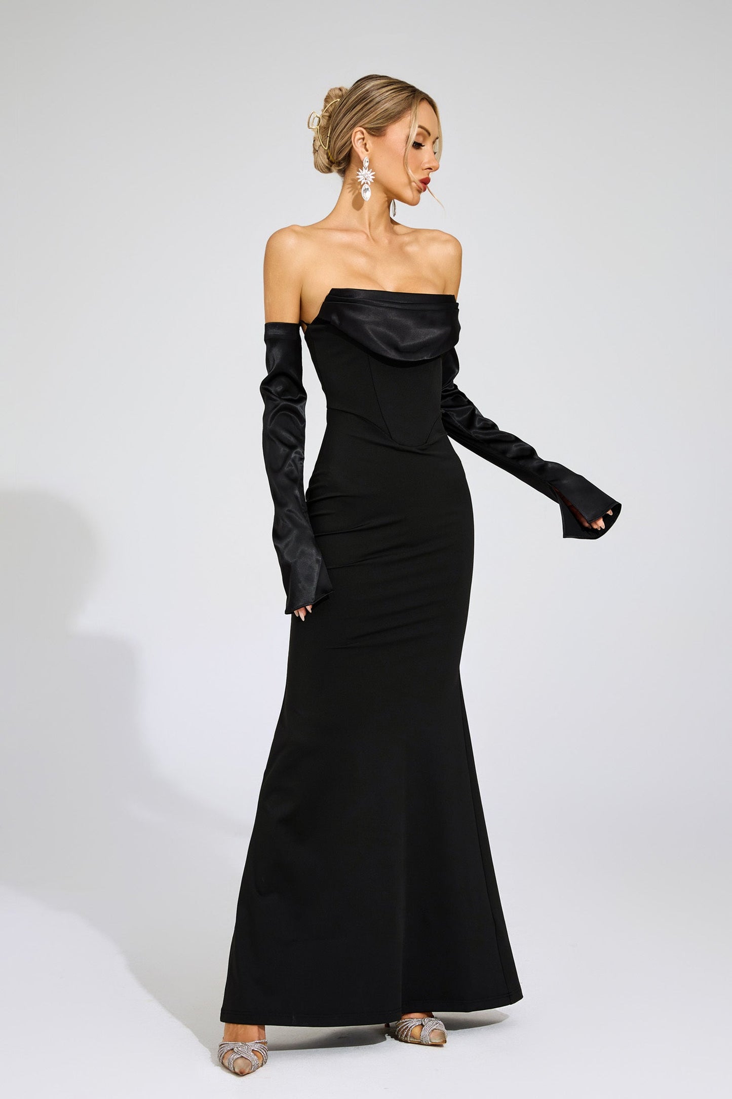 Vivienne Off Shoulder Satin Gown
