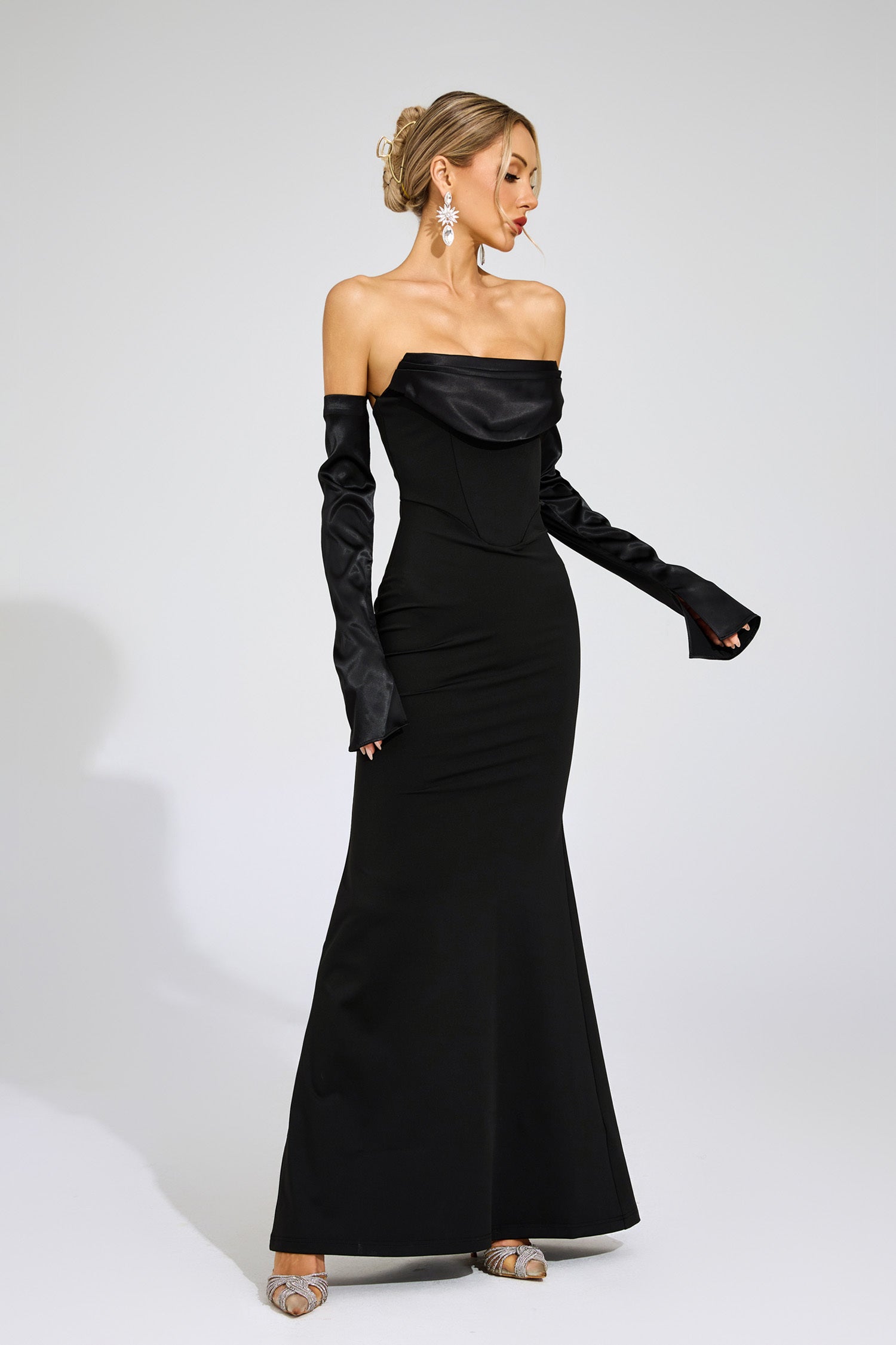 Vivienne Off Shoulder Satin Gown