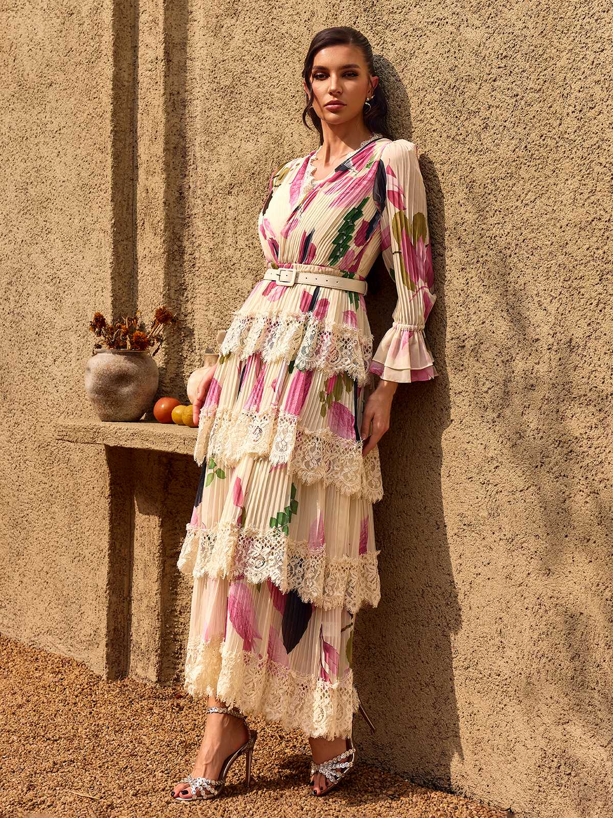 Camélia Lace-Tiered Maxi Dress