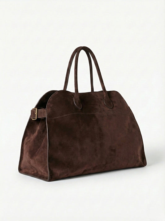 Henna | Suede Large Shopper Tote Bag Brown