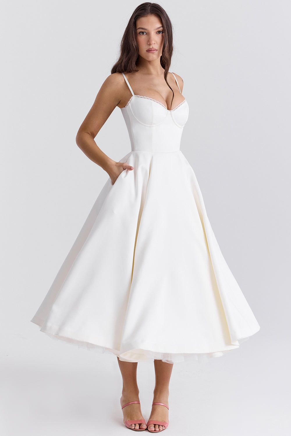 Mademoiselle midi dress- Ivory white
