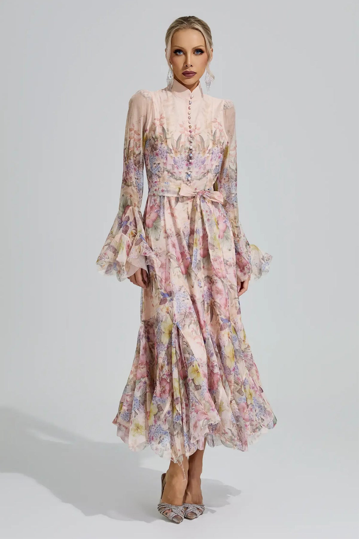 Rosalie Floral Chiffon Midi Dress