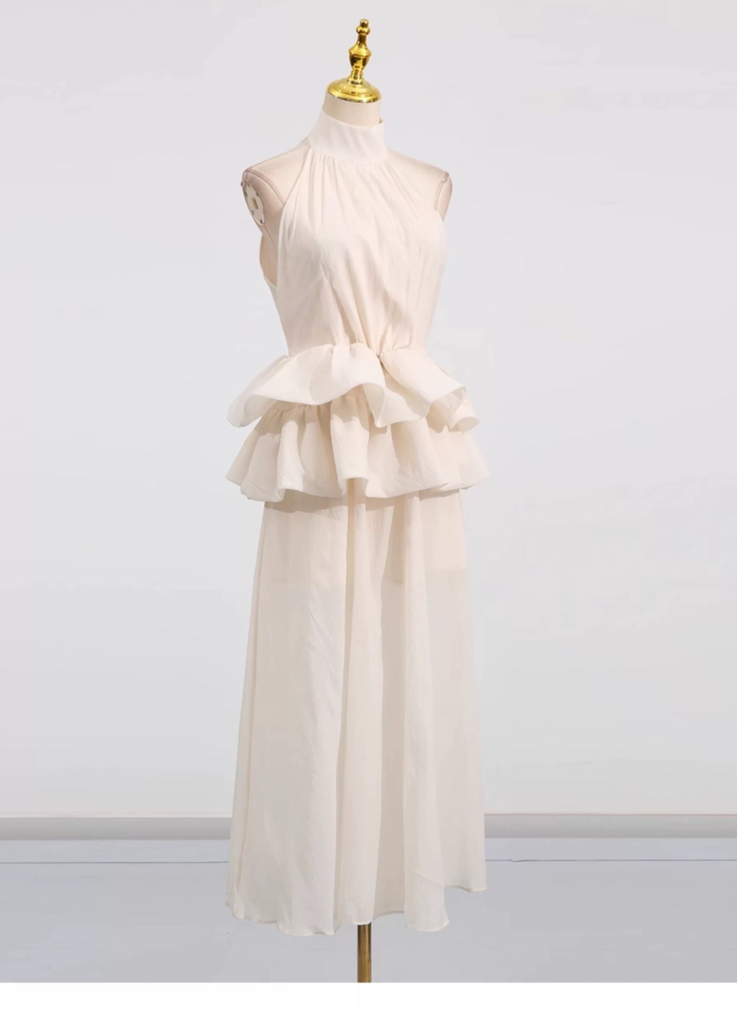 Soleil Ruffle Halter Maxi Dress