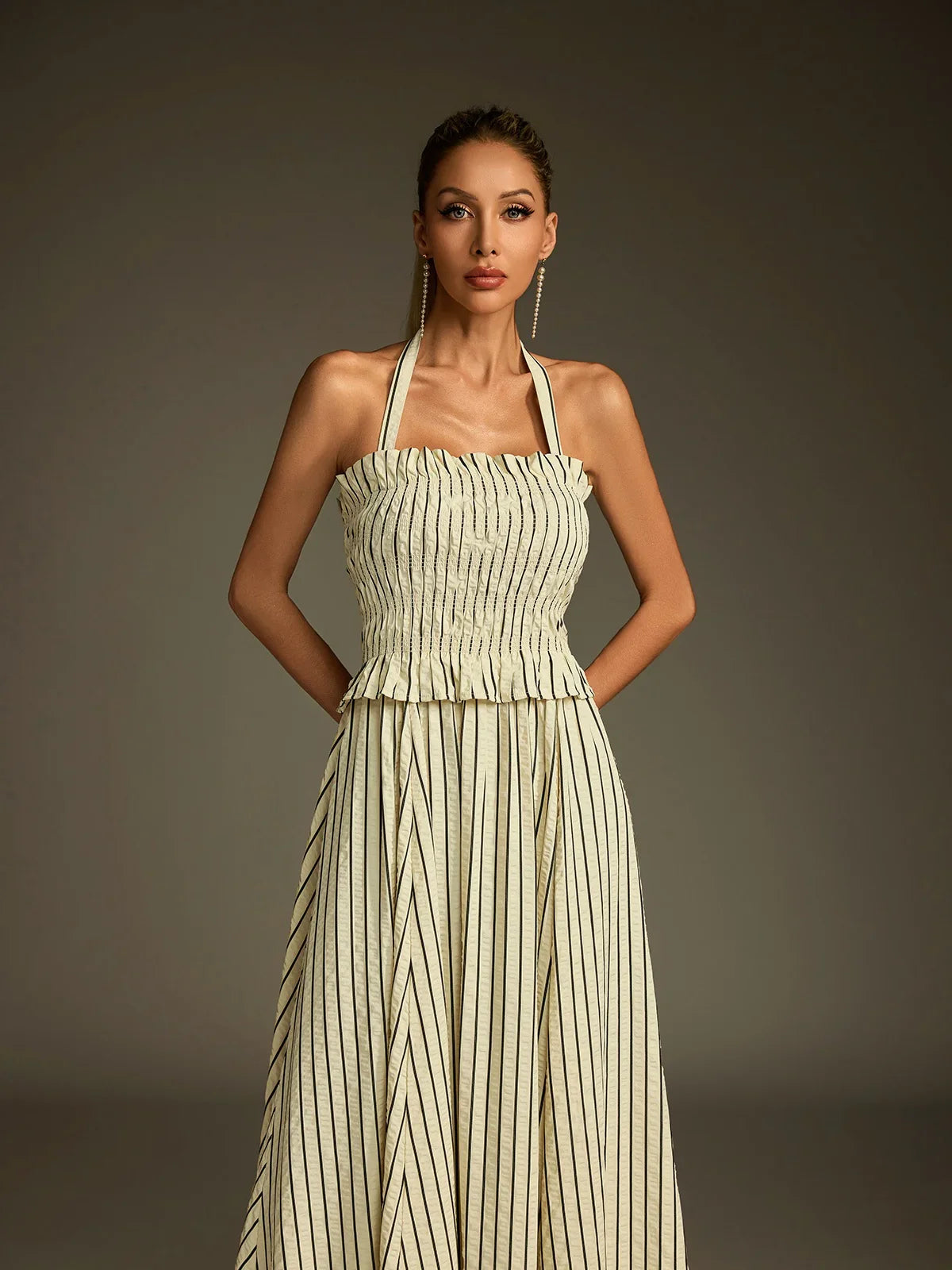 Celeste Stripe Halter Maxi Dress