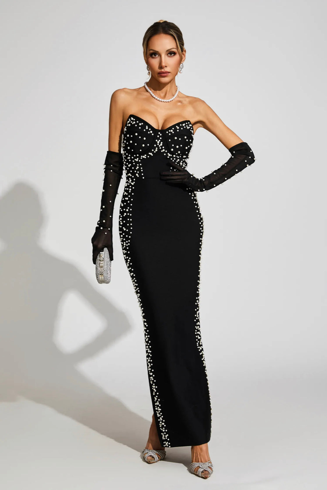 Pearl adorned maxi dress