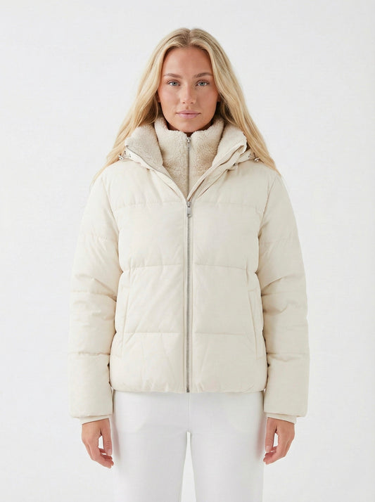 Joane | Hooded Short Puffer Jacket with Plush Lining