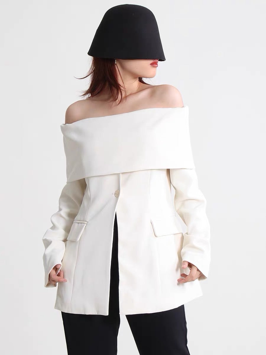 Off shoulder blazer white Size S