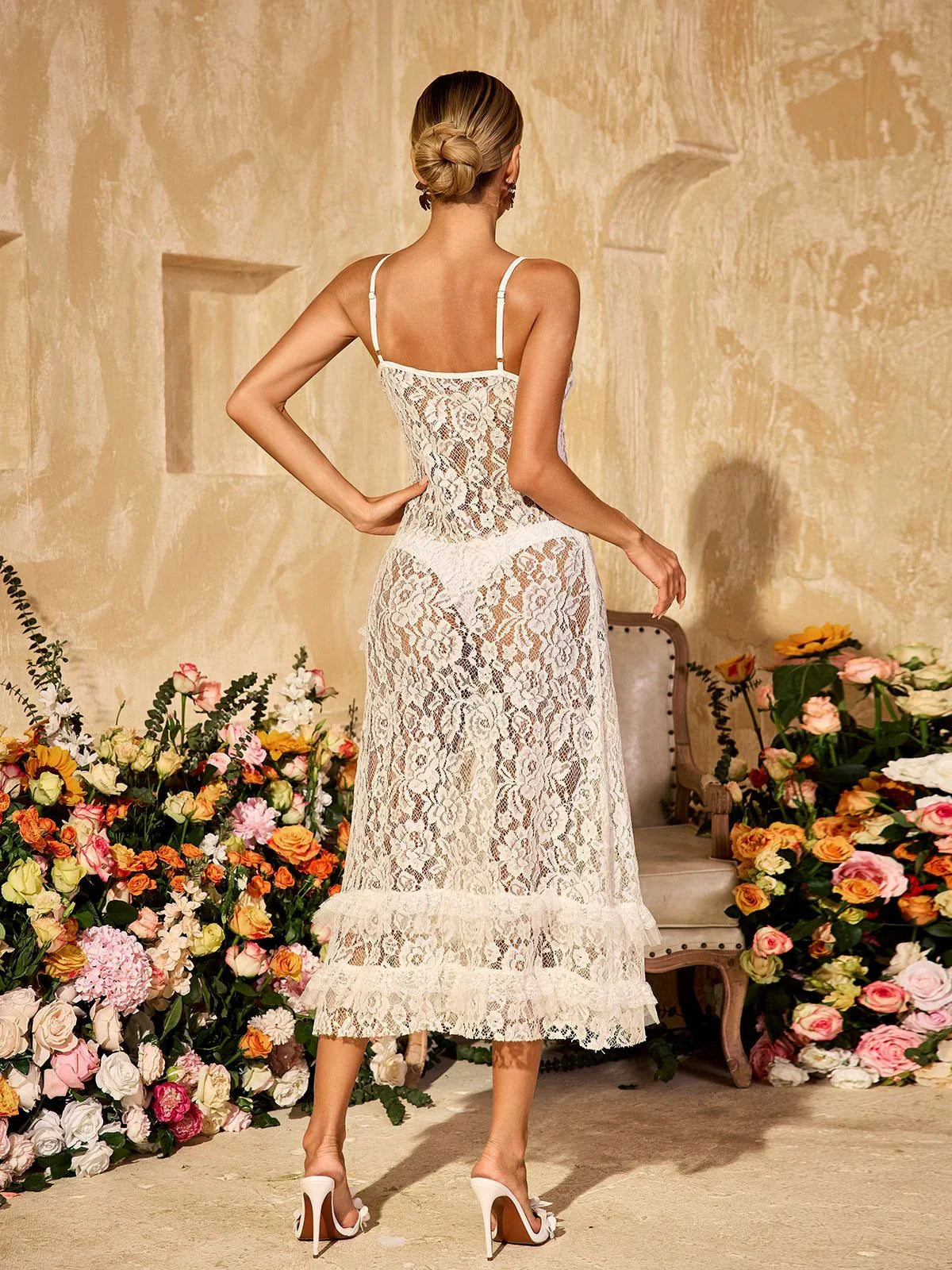 Camille Sheer Lace Slip Dress