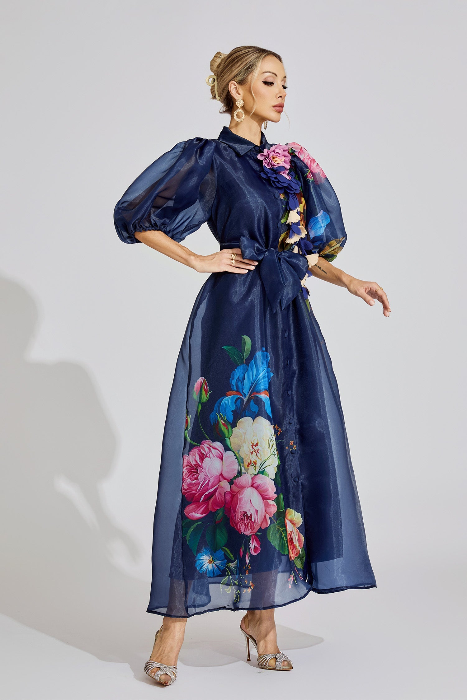 Flora Royale 3D Organza Maxi Dress