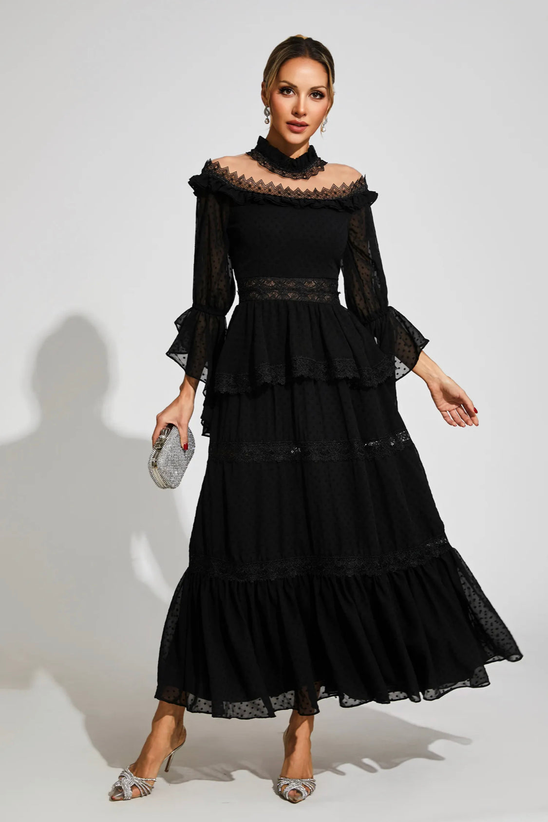 Black lace maxi dress