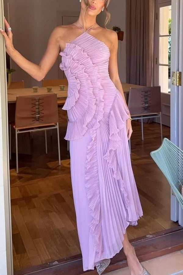 Catherine Ruffle Dress (Free Pearl Clutch)