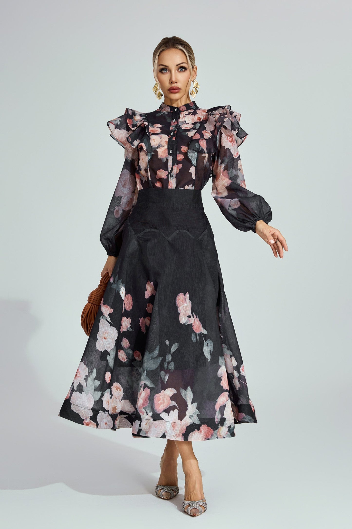 Vivienne Garden Ruffle Midi Set Size M