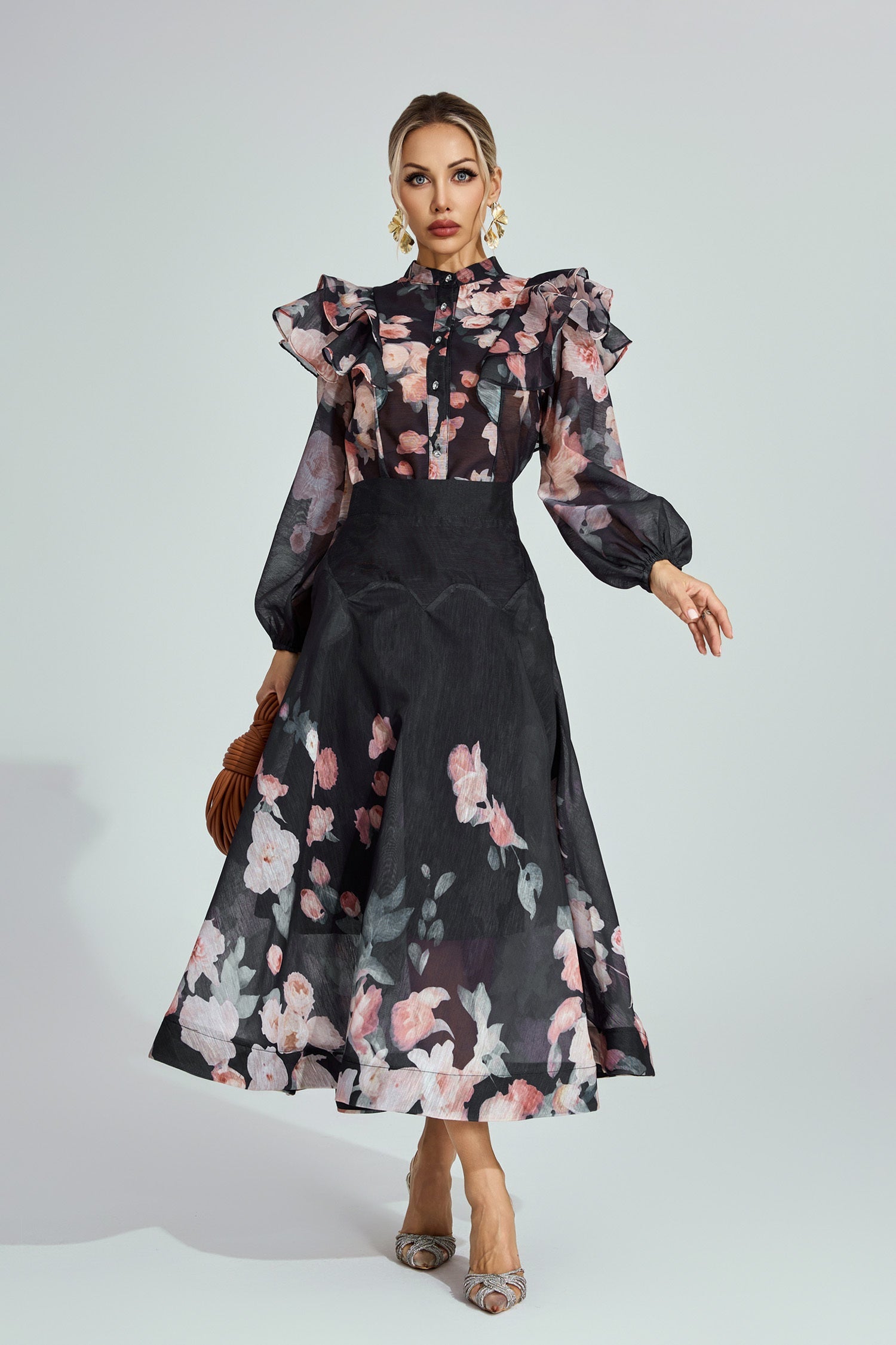 Vivienne Garden Ruffle Midi Set Size M