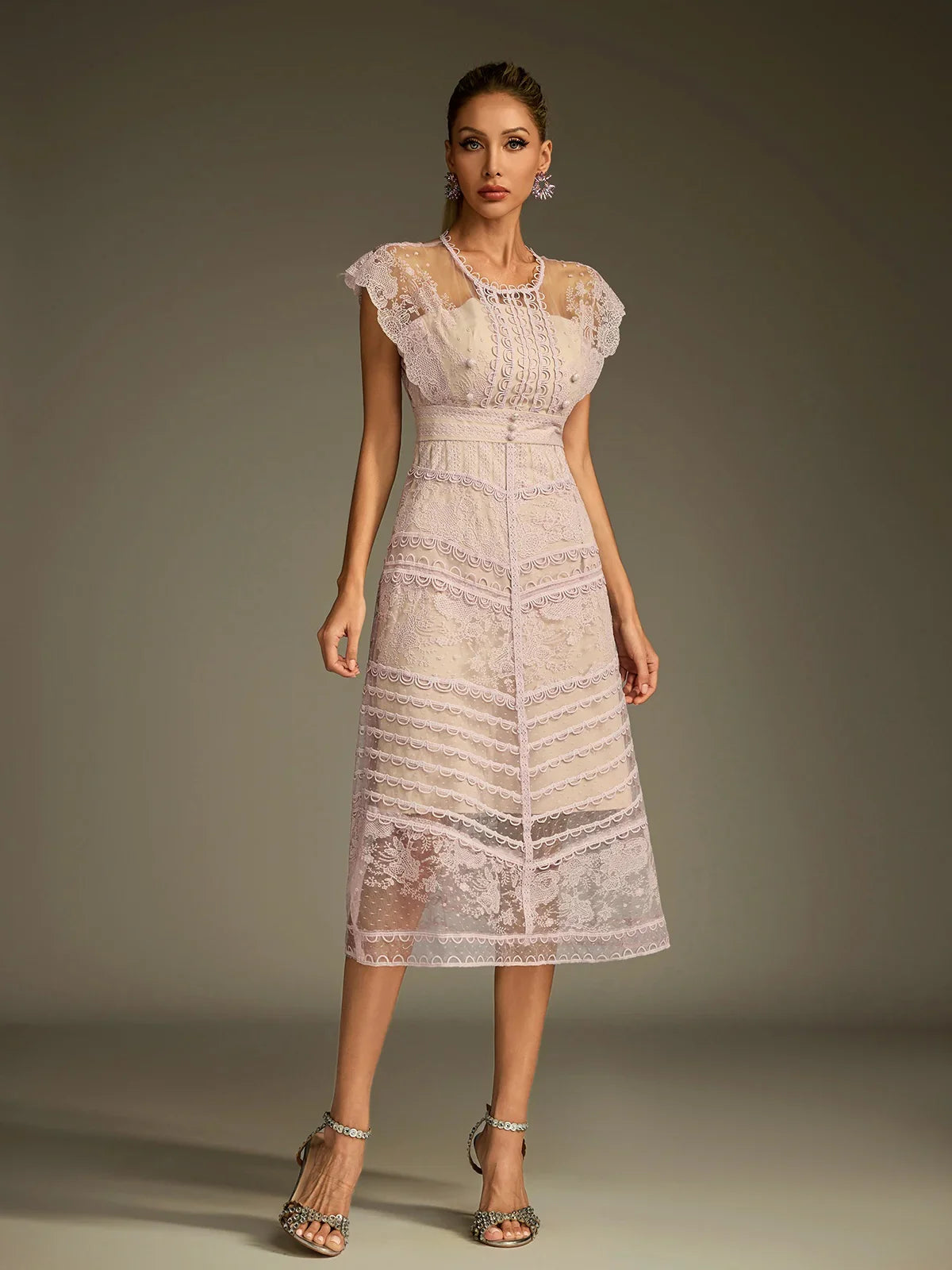 Éclat Lace Illusion Midi Dress