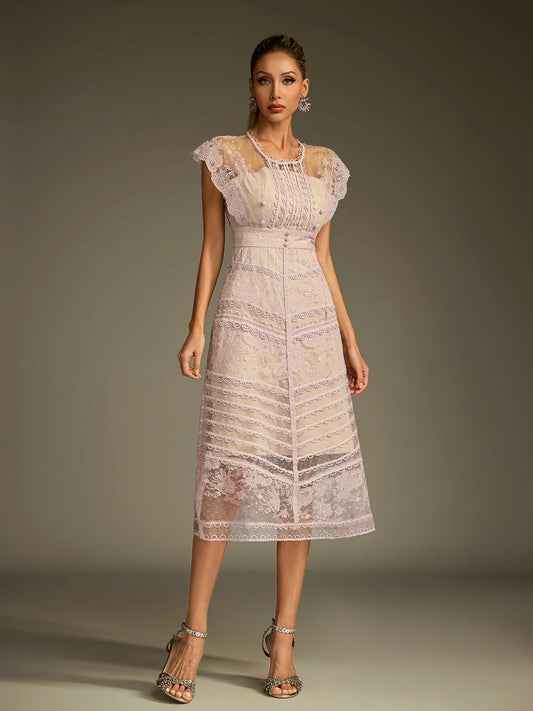 Éclat Lace Illusion Midi Dress