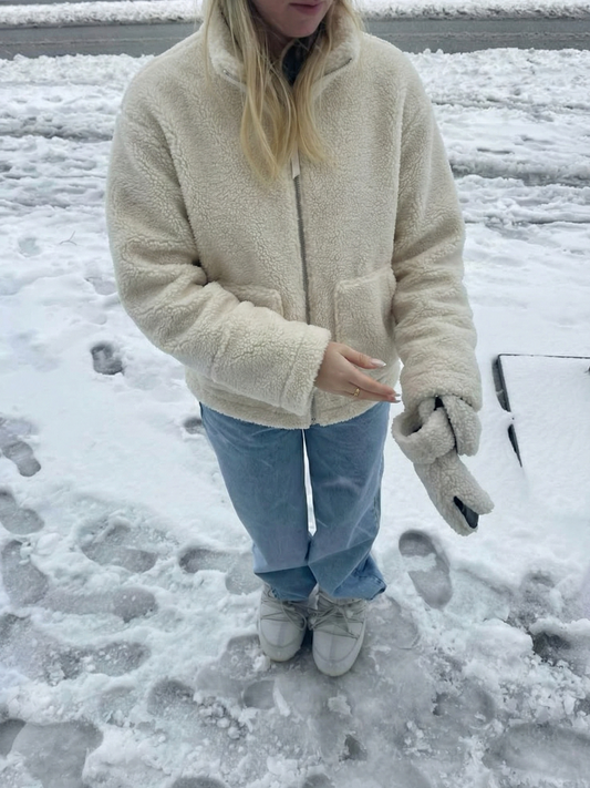 Maddy | Teddy Fleece Zip-Up Waterproof Jacket with High Neck
