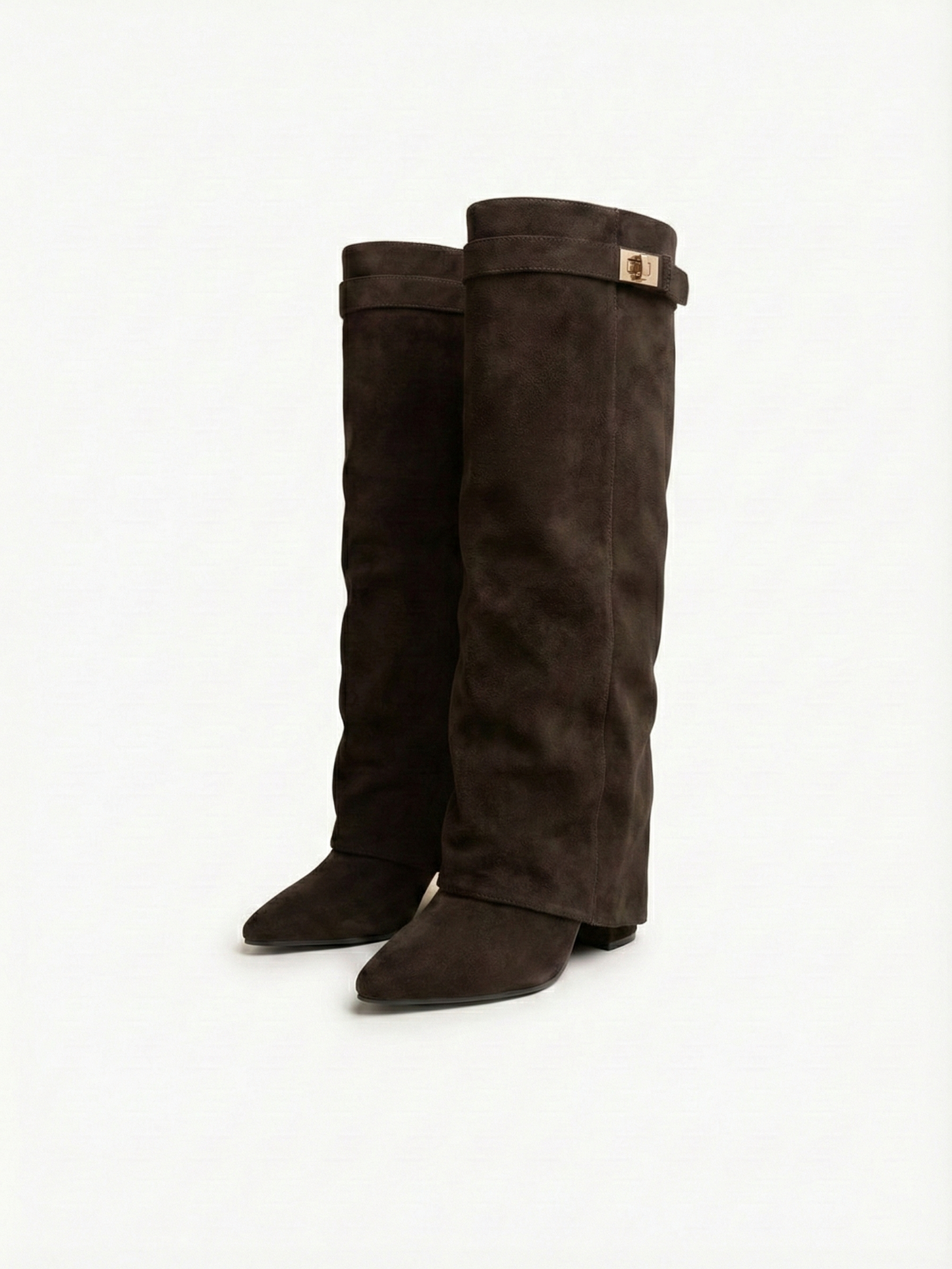Women’s Knee-High Suede Boots with Slim Straight Shaft & Pointed Toe