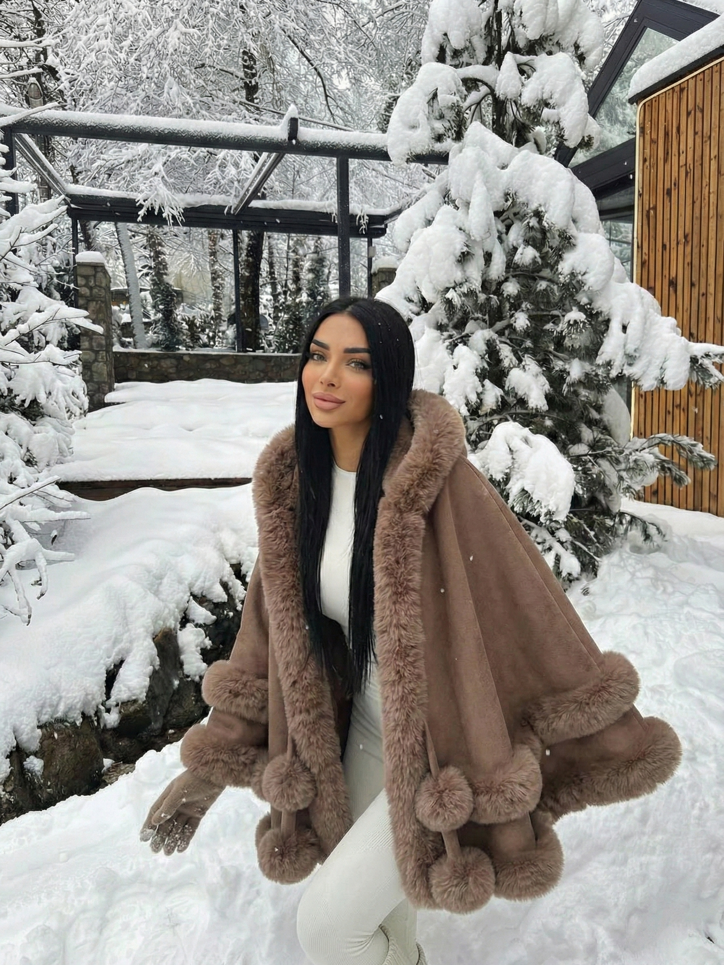 Norway | Faux Fur Trim Winter Cape