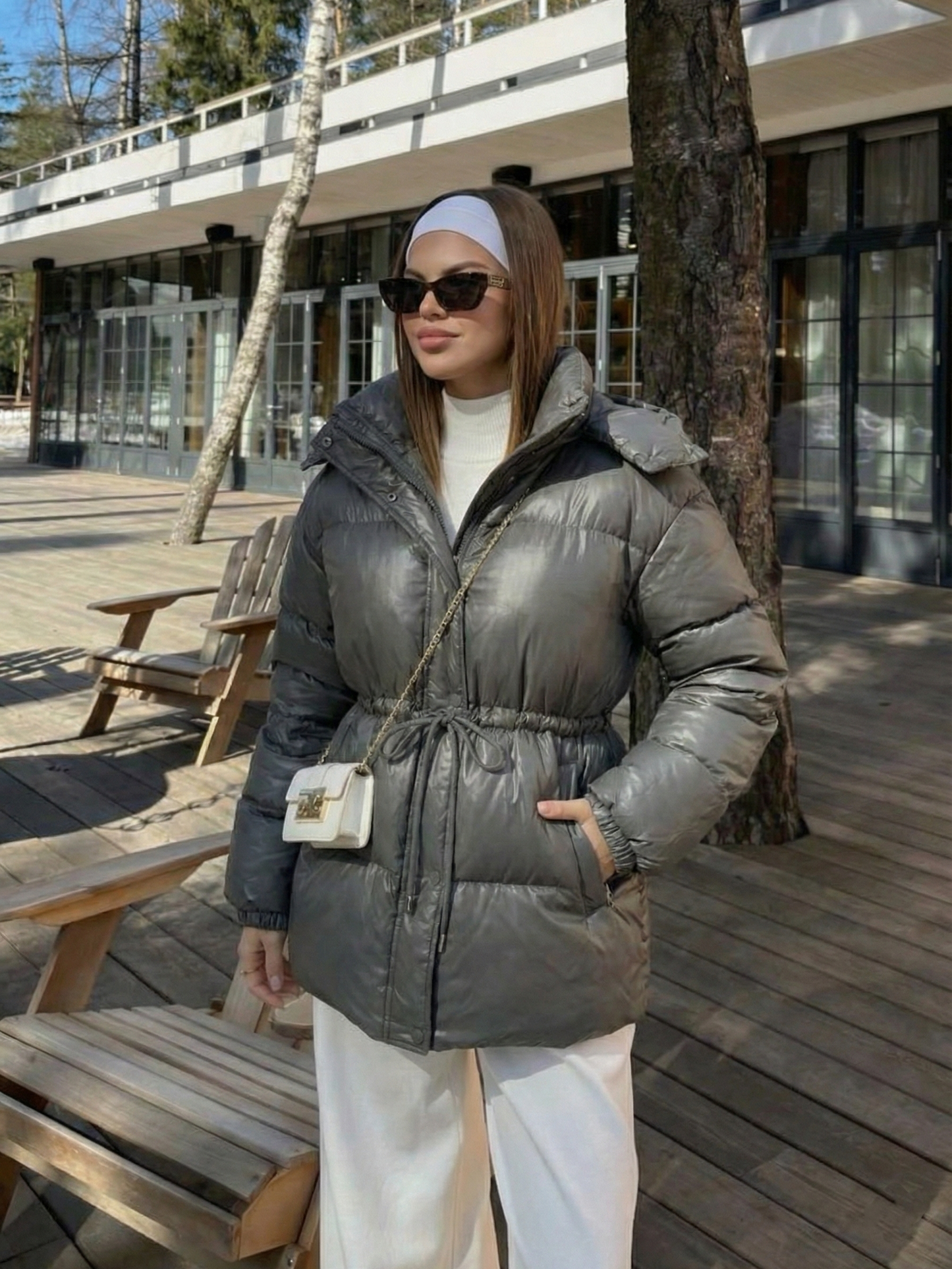 Maggie | Belted Puffer Jacket with High Neck