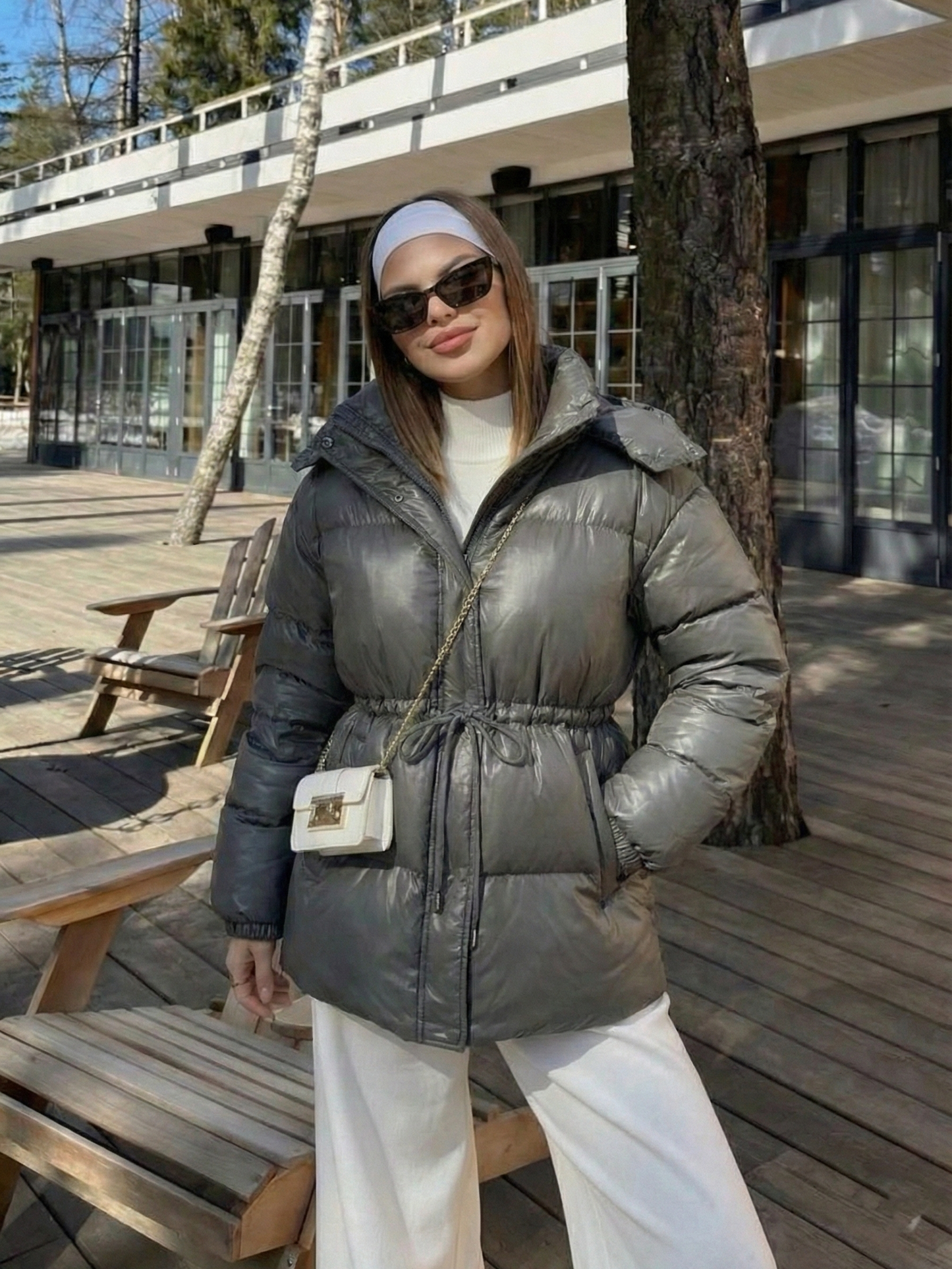Maggie | Belted Puffer Jacket with High Neck