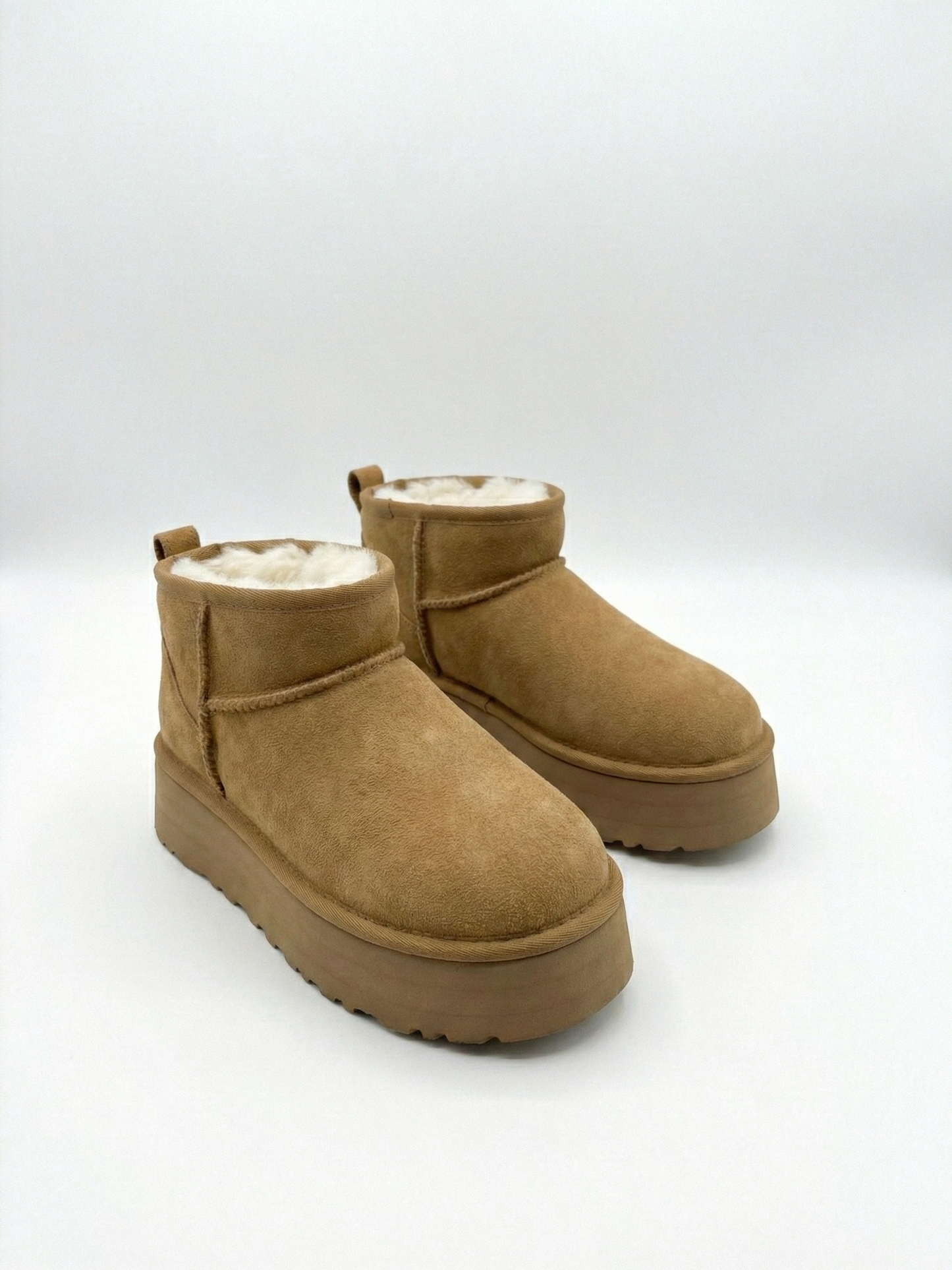 Suede-Effect Platform Boots with Faux Fur Lining