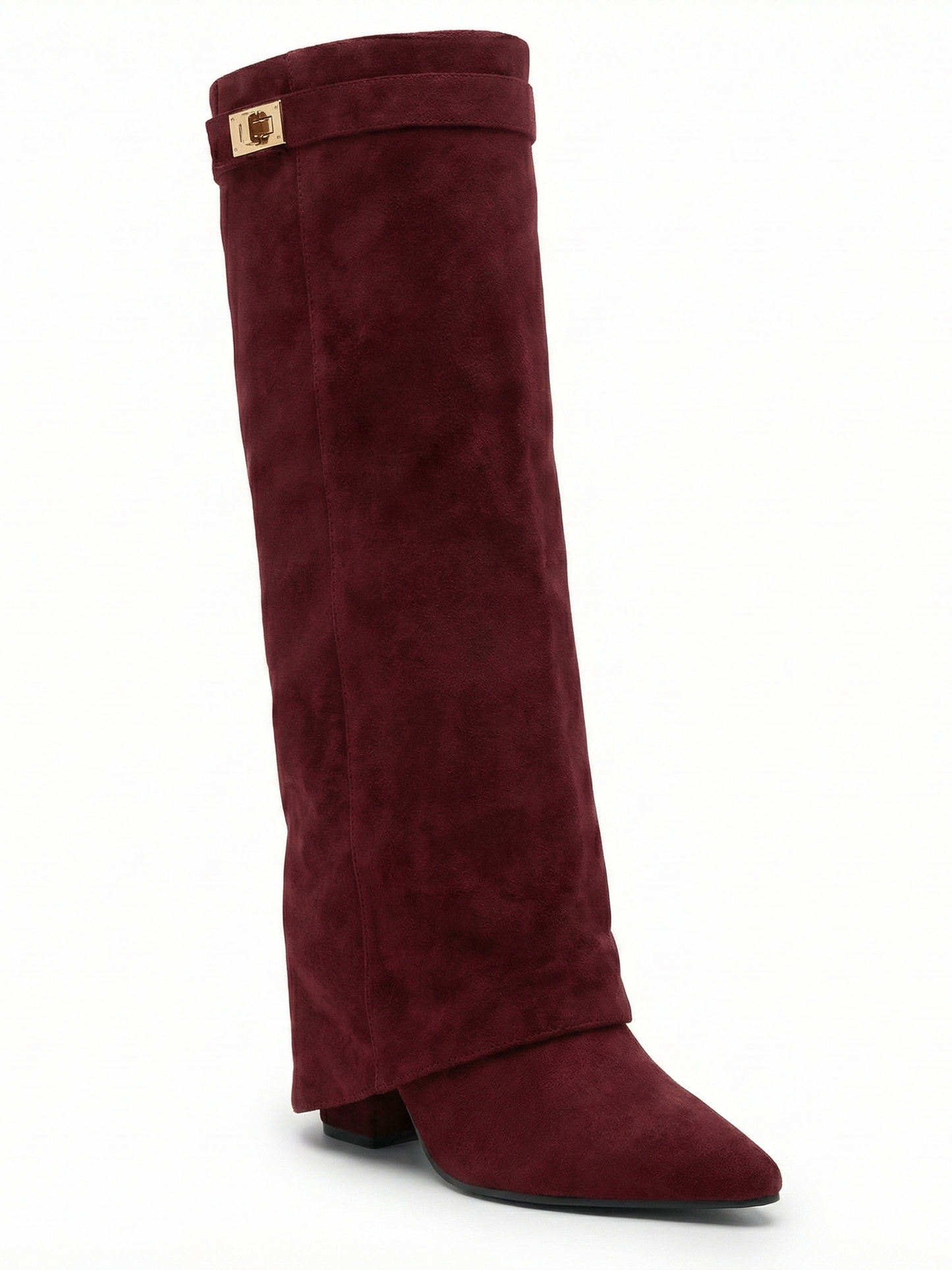 Women’s Knee-High Suede Boots with Slim Straight Shaft & Pointed Toe