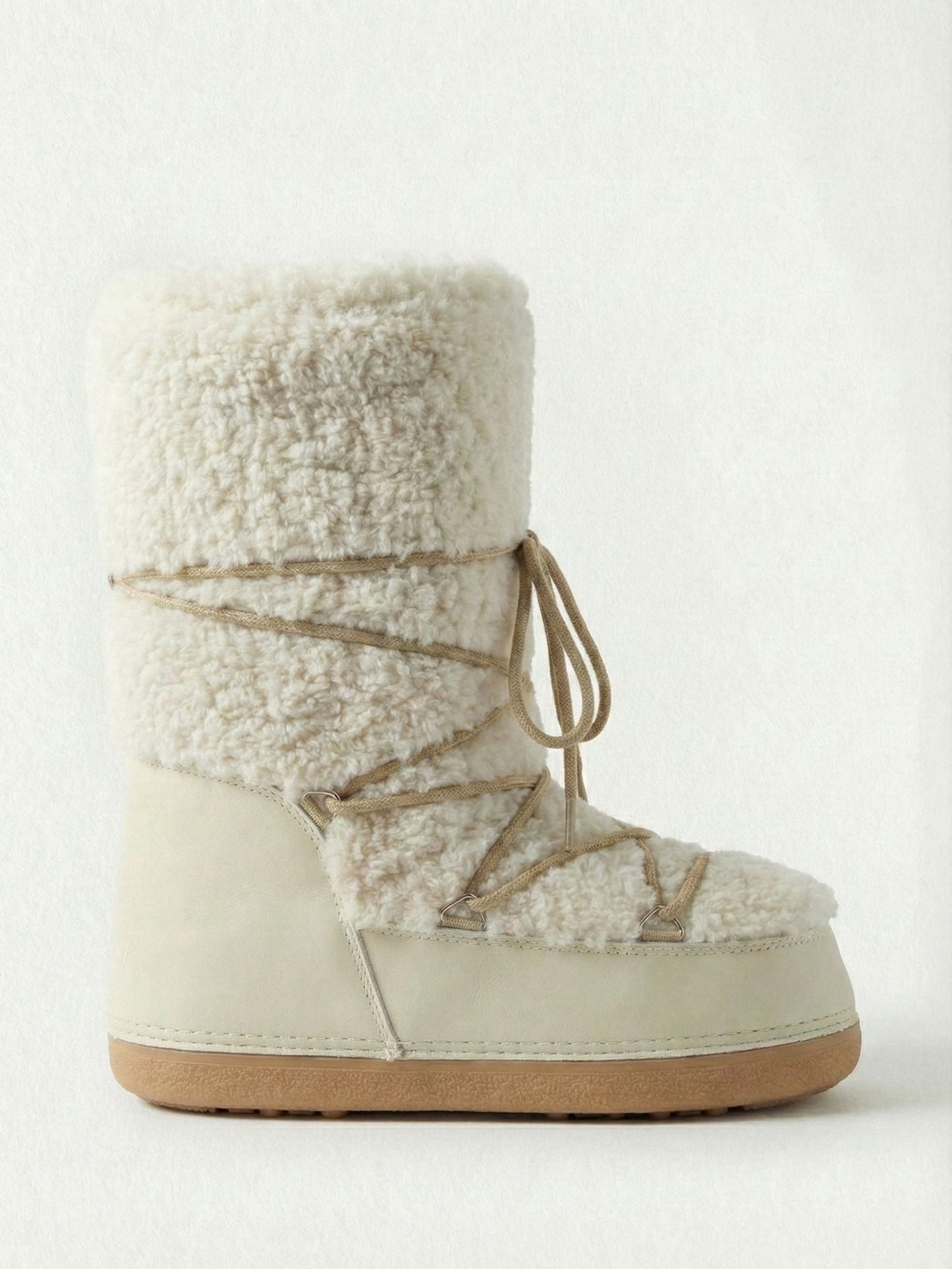 Women’s Cream Tall Lace-Up Comfort Boots