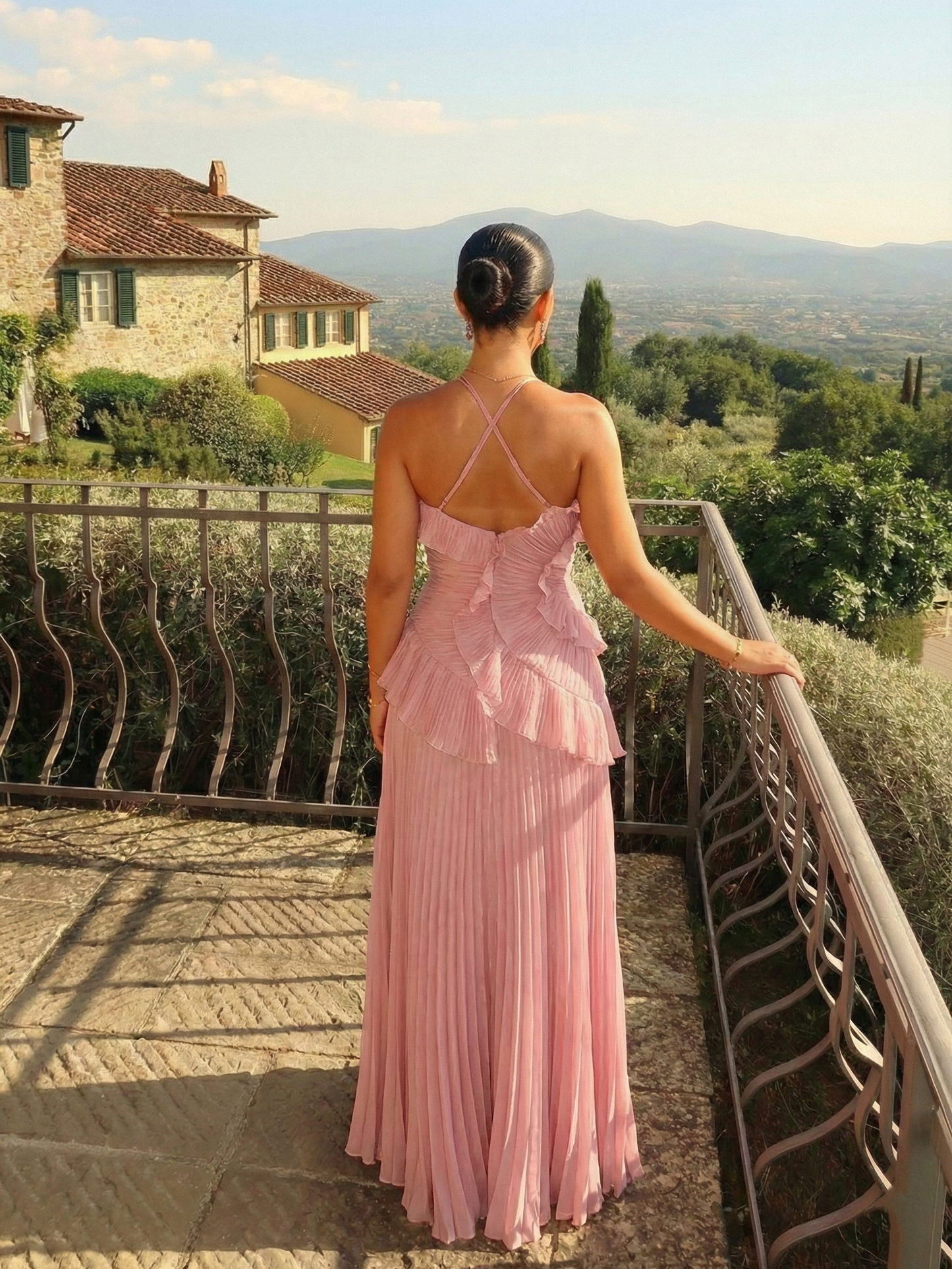Catherine Ruffle Dress (Free Pearl Clutch)