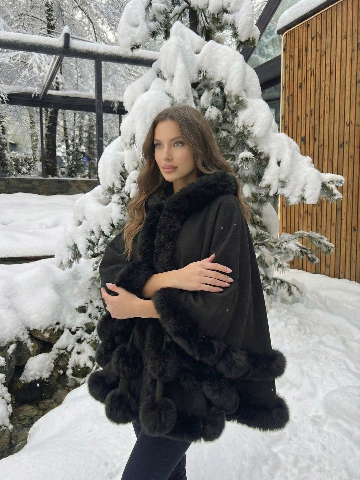 Norway | Faux Fur Trim Winter Cape