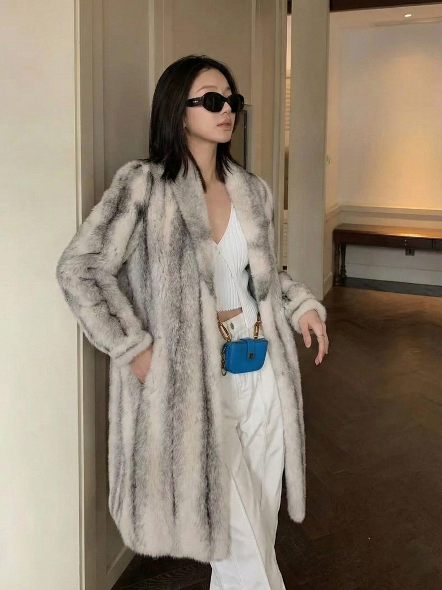 Aliza | Long Faux Fur Statement Coat