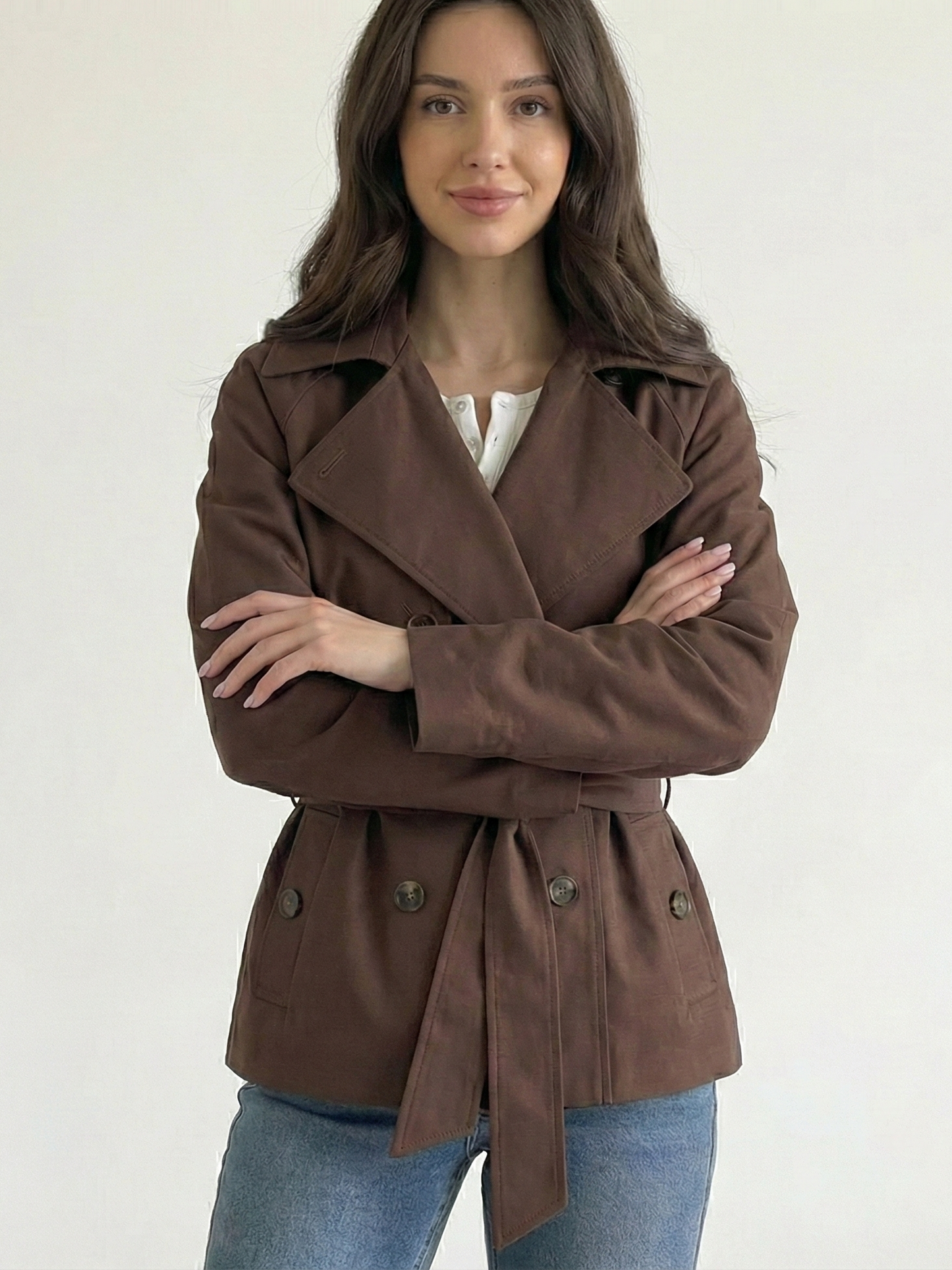 Alicent | Belted Double-Breasted Short Coat
