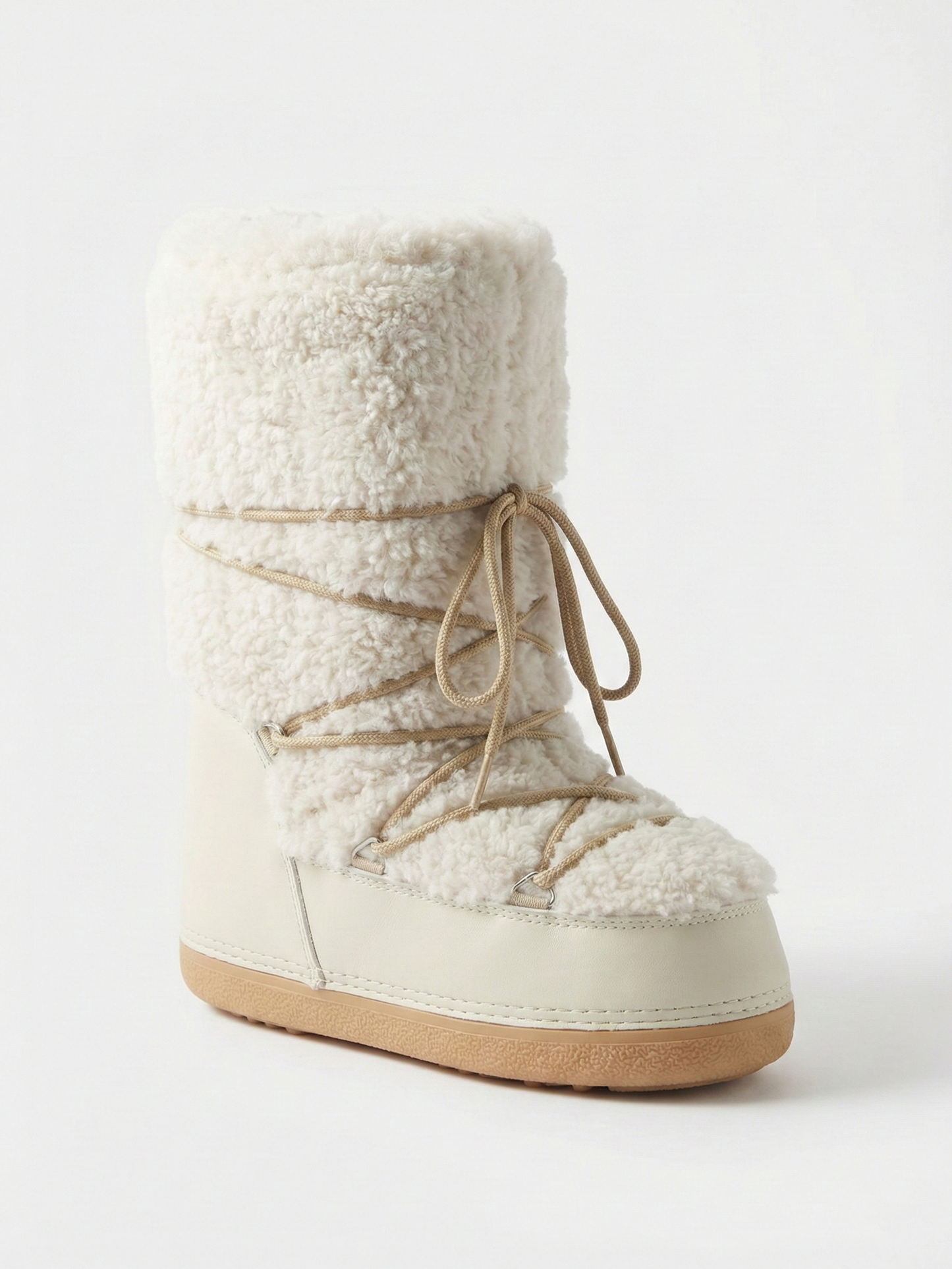 Women’s Cream Tall Lace-Up Comfort Boots