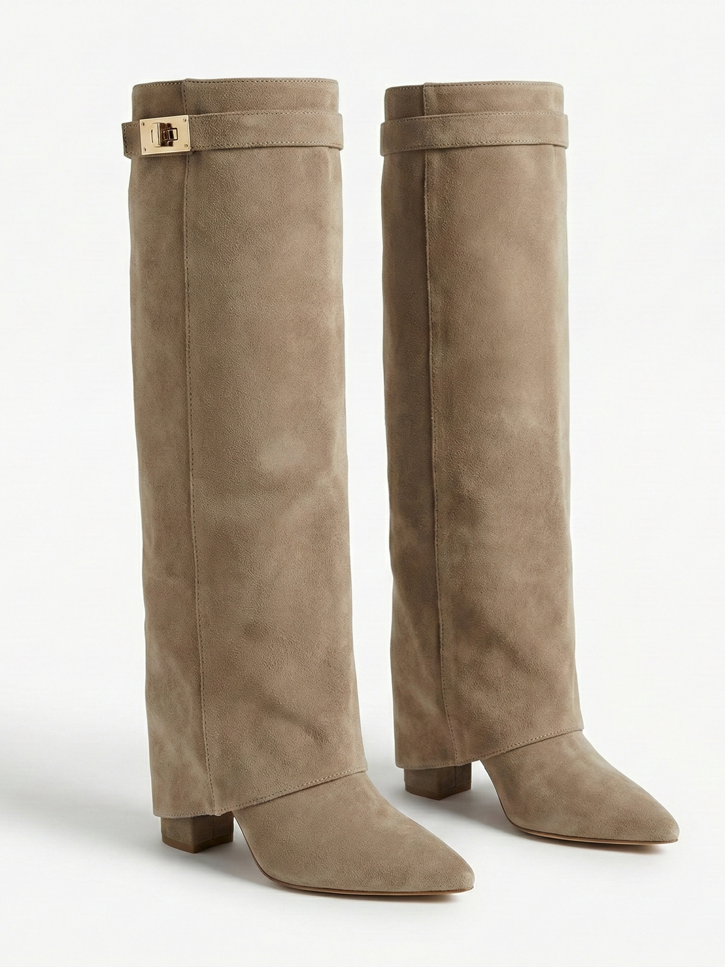 Women’s Knee-High Suede Boots with Slim Straight Shaft & Pointed Toe