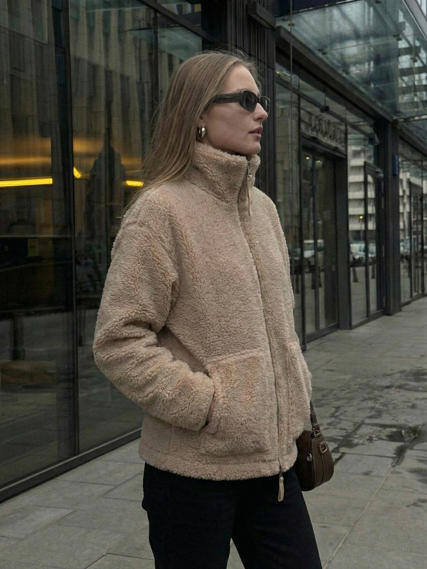 Maddy | Teddy Fleece Zip-Up Waterproof Jacket with High Neck