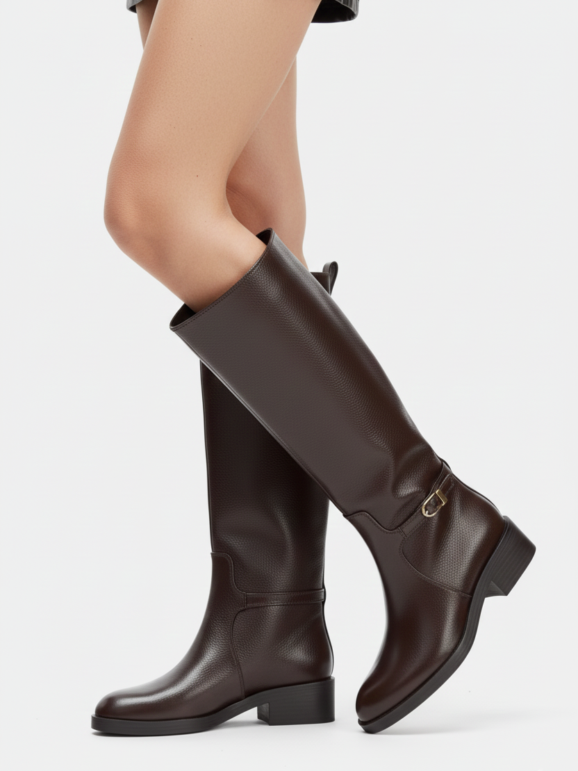 Bristol | Brown Classic Faux Leather Riding Boots