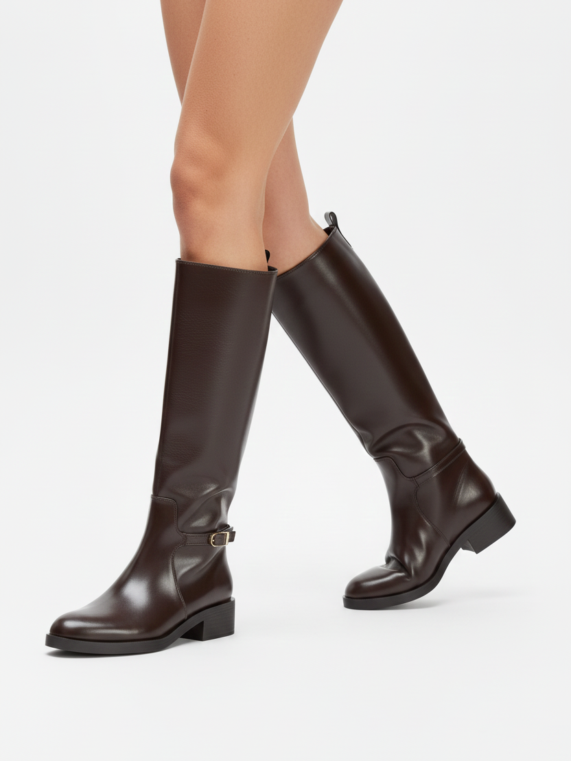 Bristol | Brown Classic Faux Leather Riding Boots