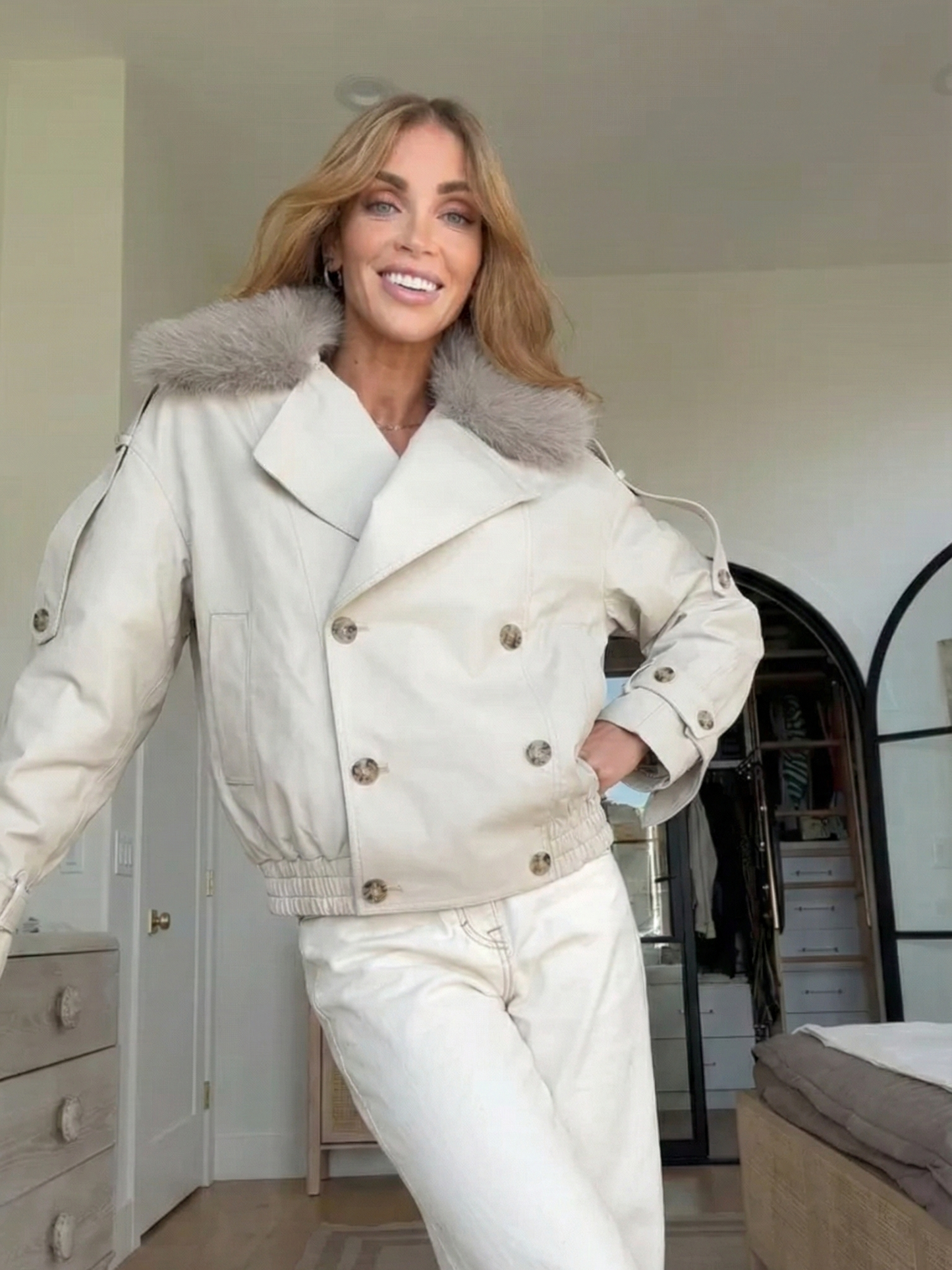 Cameron | Cropped Jacket with Faux Fur Collar