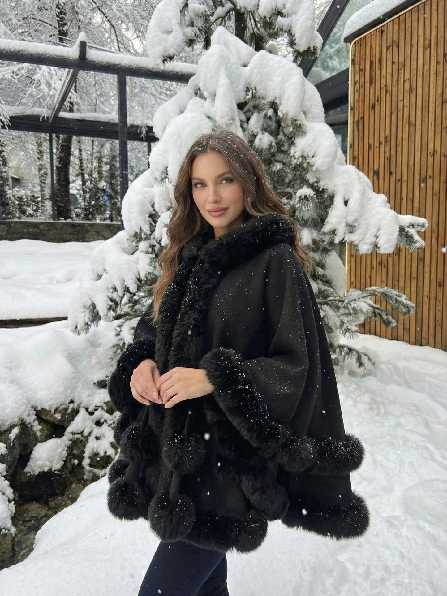 Norway | Faux Fur Trim Winter Cape