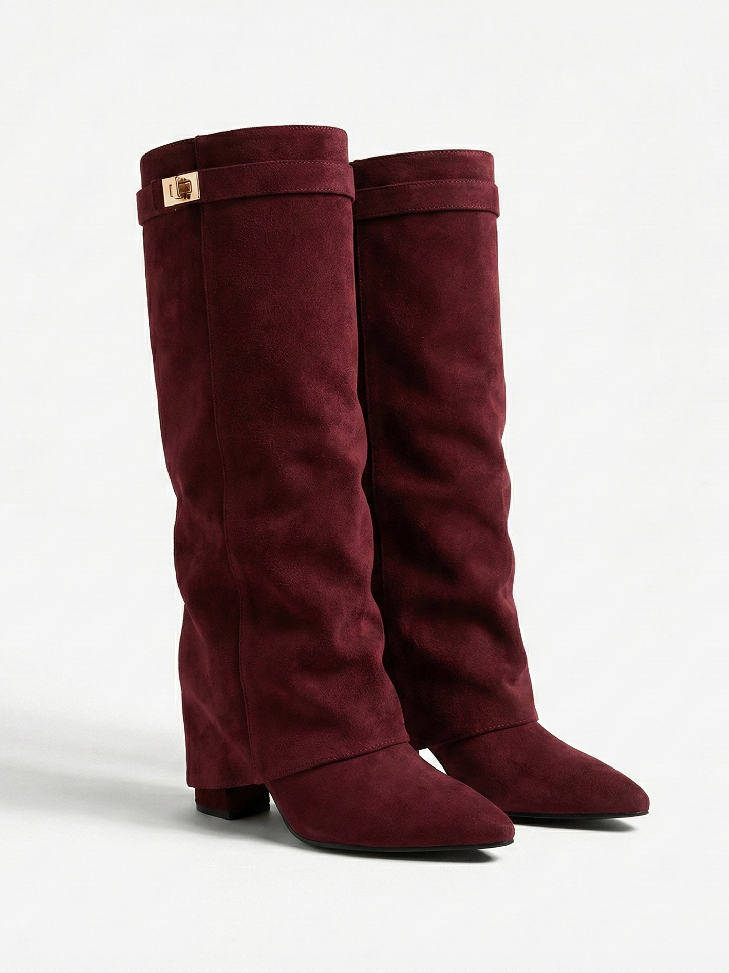 Women’s Knee-High Suede Boots with Slim Straight Shaft & Pointed Toe