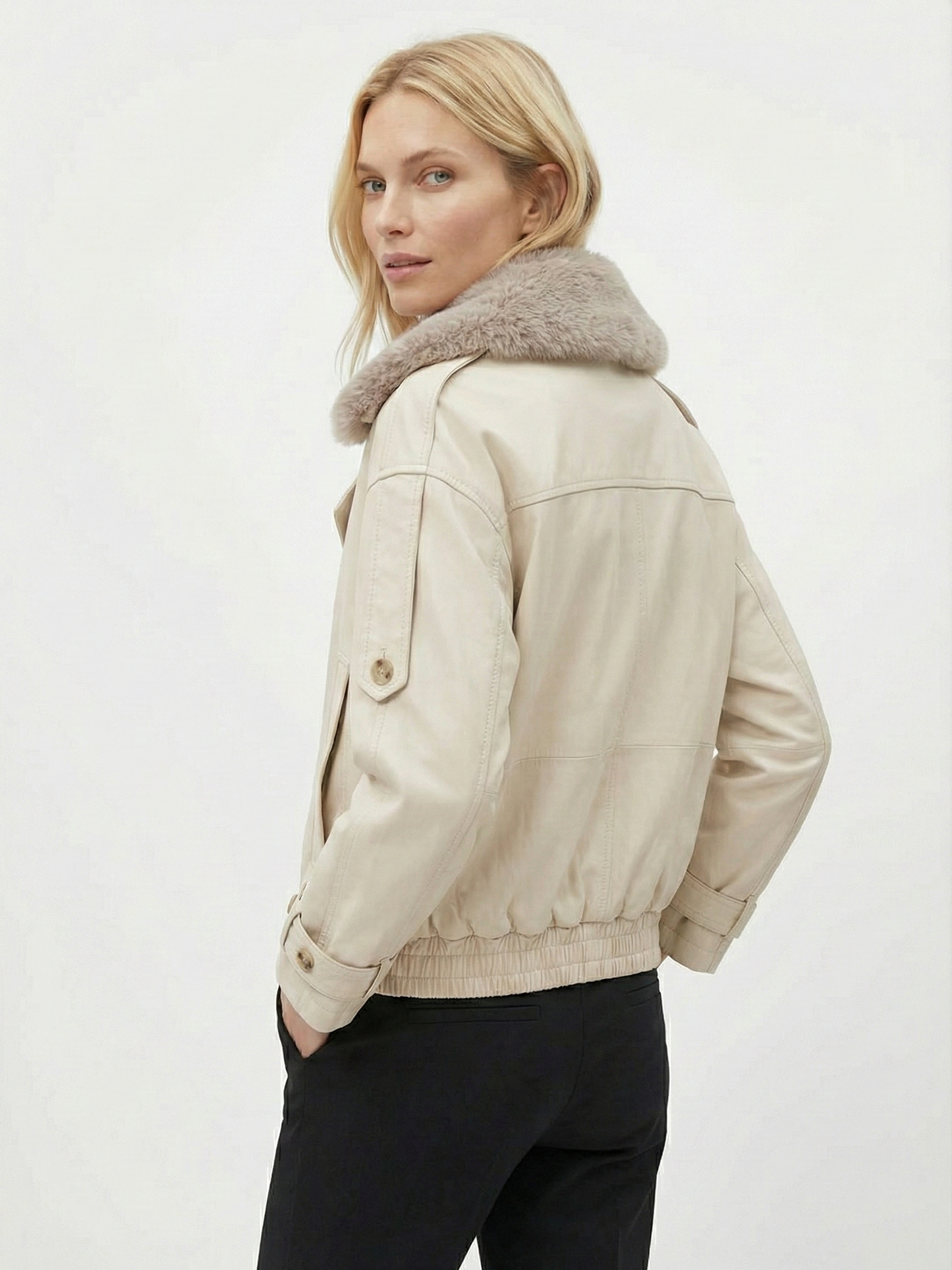 Cameron | Cropped Jacket with Faux Fur Collar