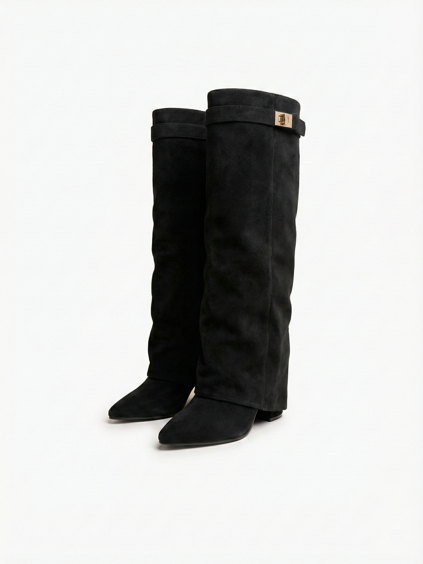 Women’s Knee-High Suede Boots with Slim Straight Shaft & Pointed Toe