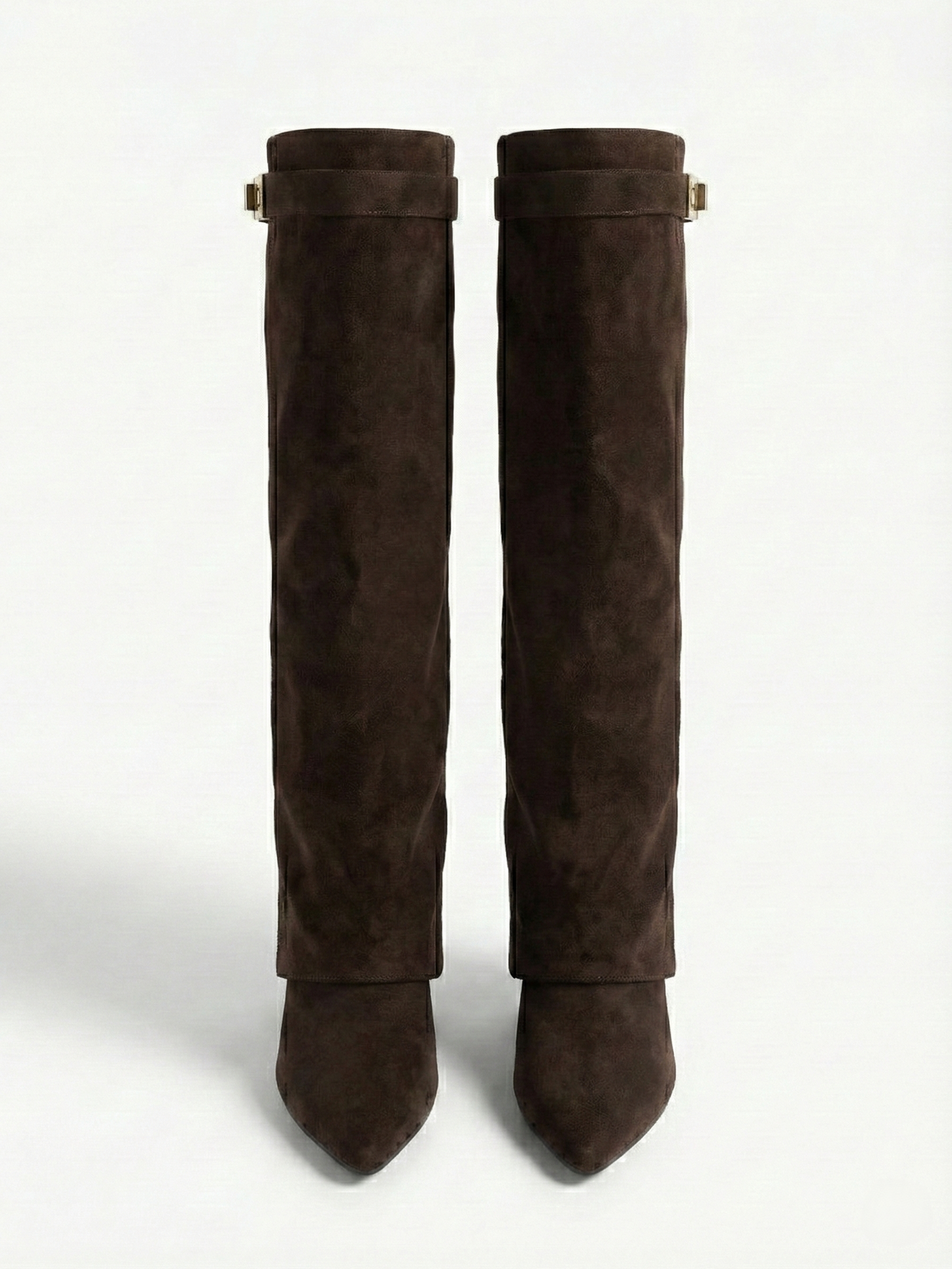 Women’s Knee-High Suede Boots with Slim Straight Shaft & Pointed Toe