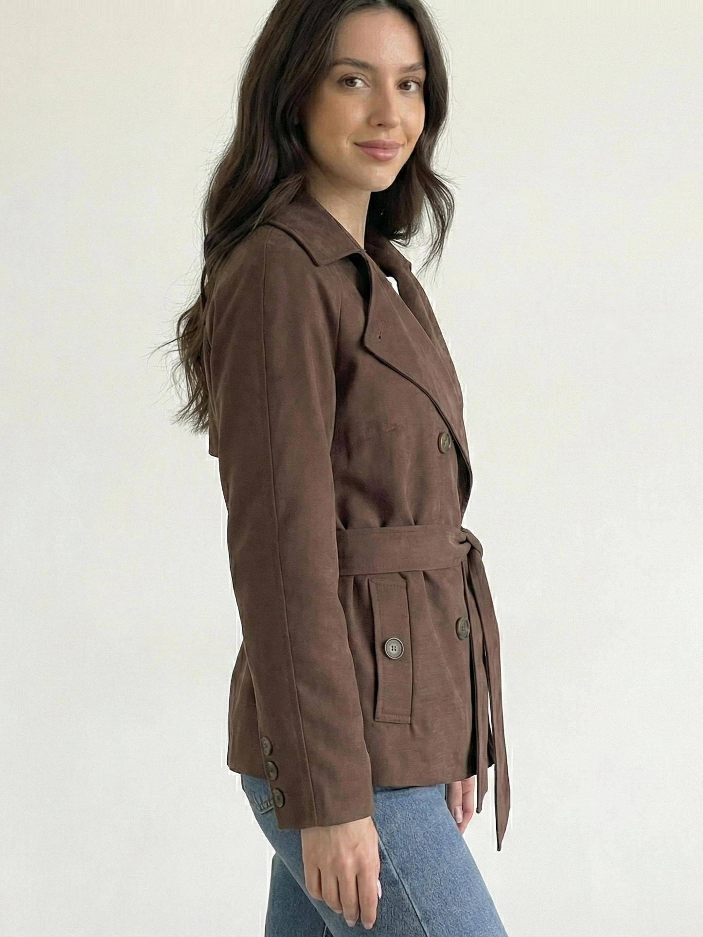 Alicent | Belted Double-Breasted Short Coat