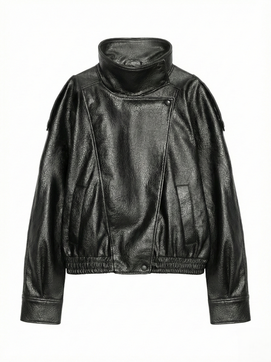 Felicia | Oversized High-Neck Faux Leather Jacket