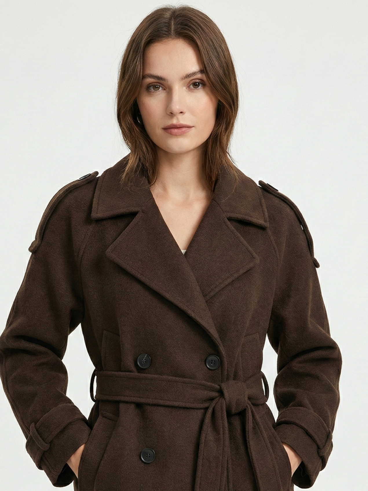 Camille | Brown Blend Cropped Trench Jacket