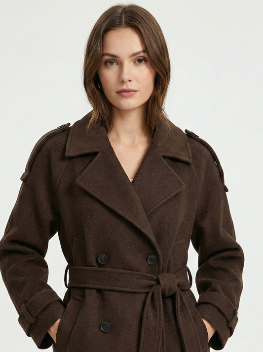 Camille | Brown Blend Cropped Trench Jacket
