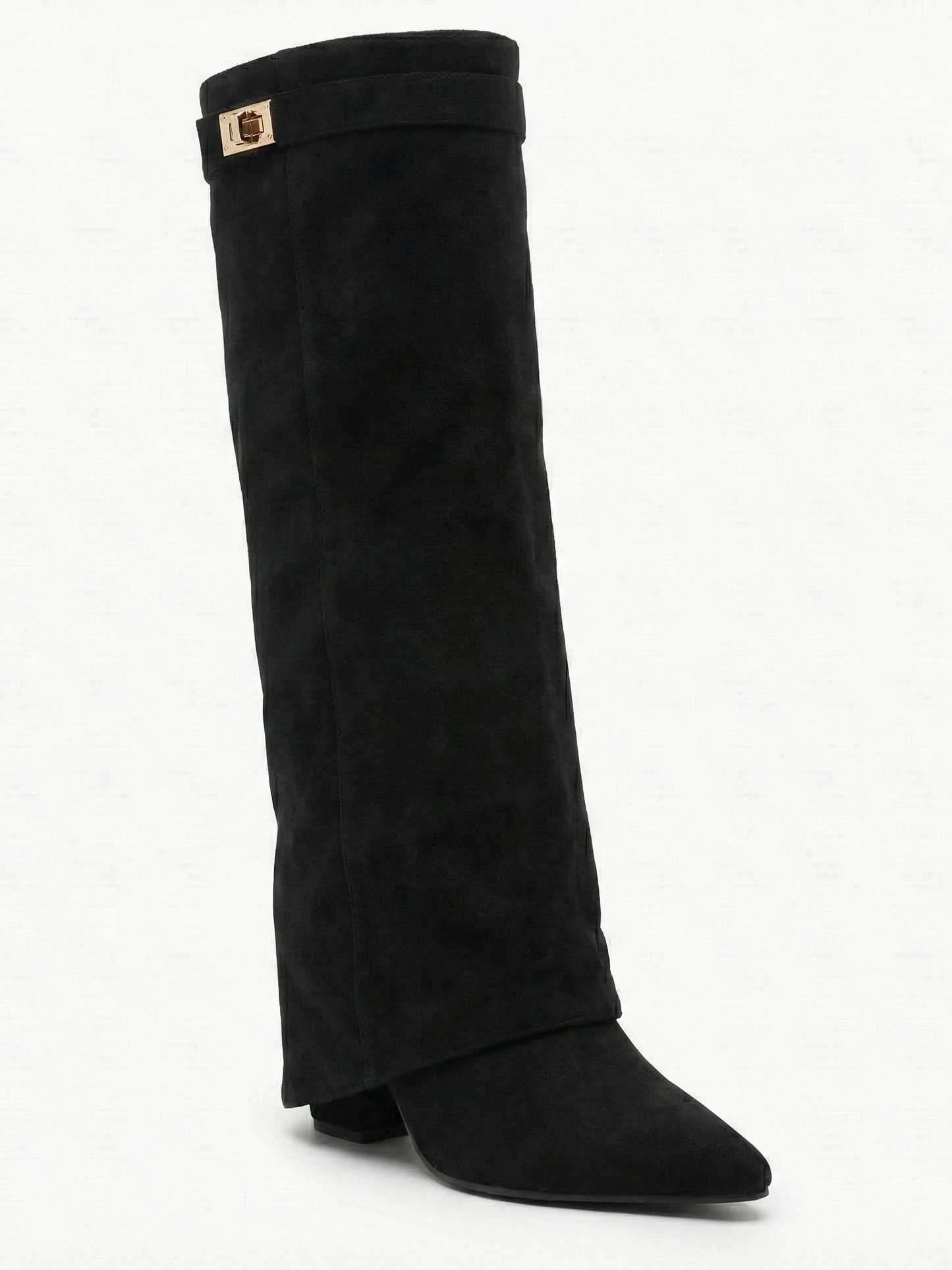Women’s Knee-High Suede Boots with Slim Straight Shaft & Pointed Toe