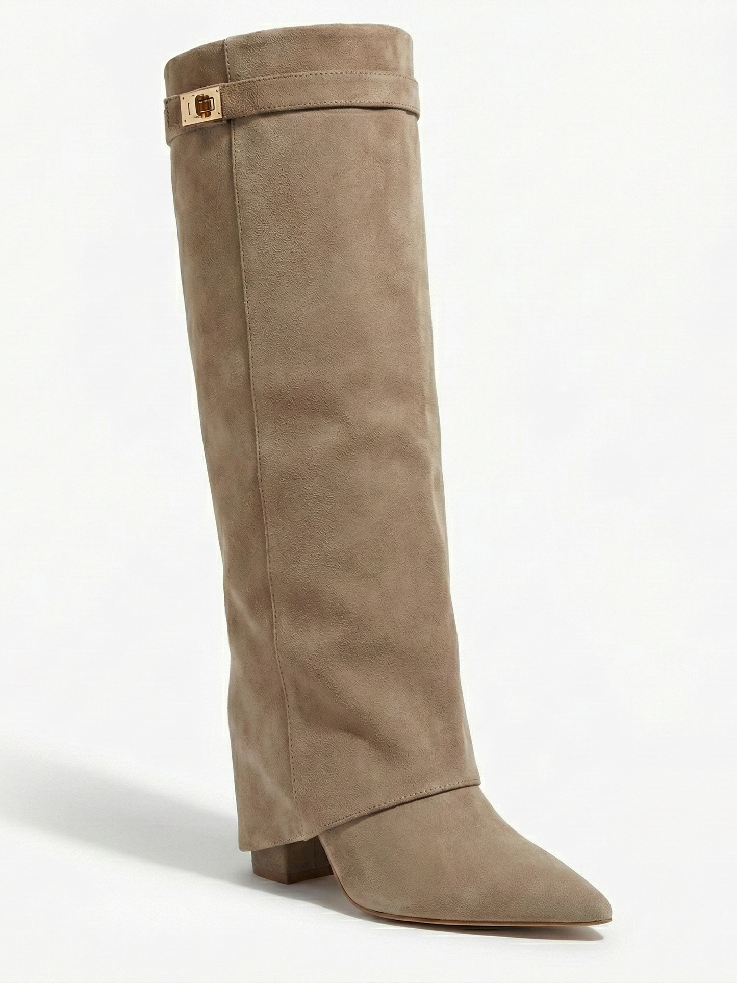 Women’s Knee-High Suede Boots with Slim Straight Shaft & Pointed Toe